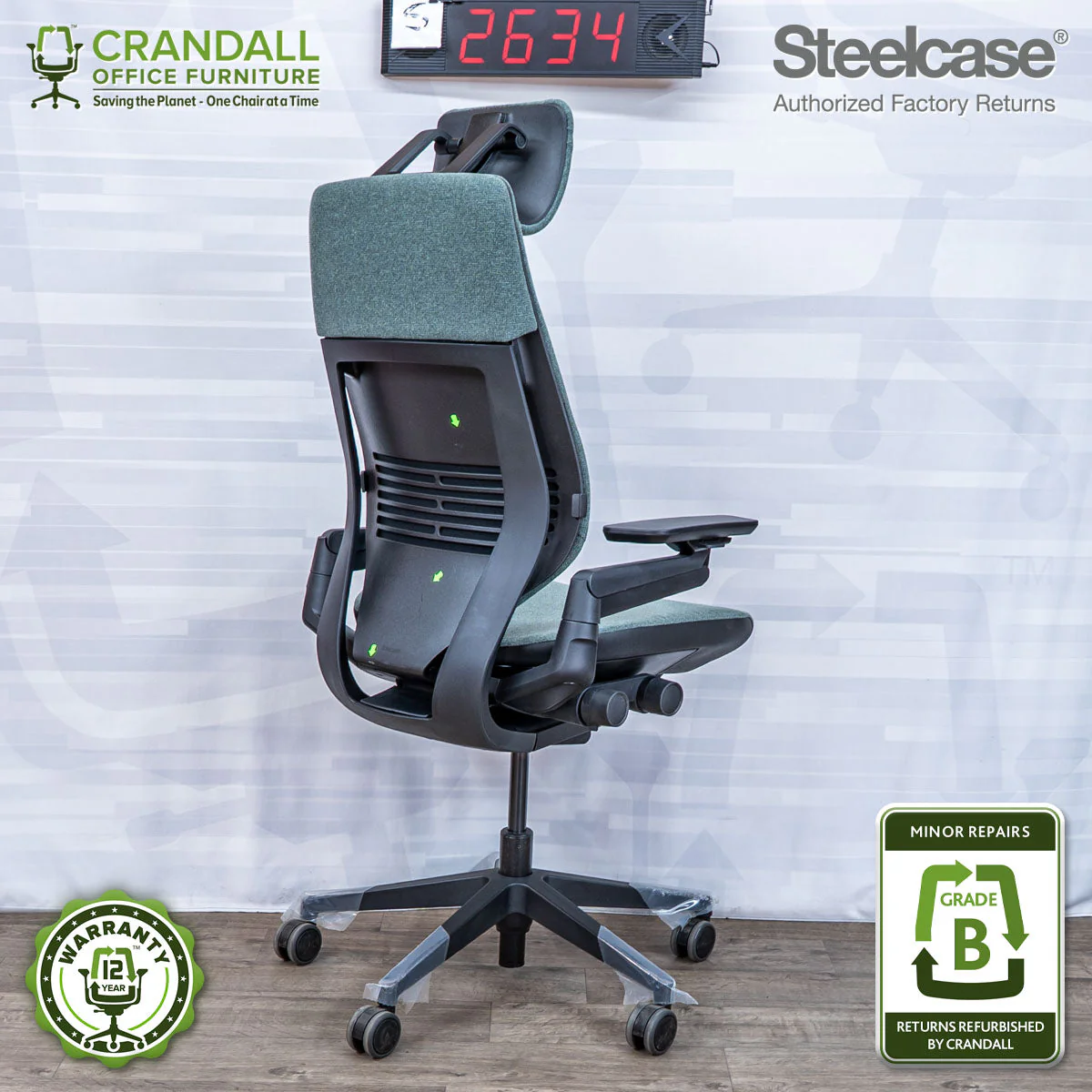 S-2634 - Steelcase Gesture with Headrest - Grade B - Image 2