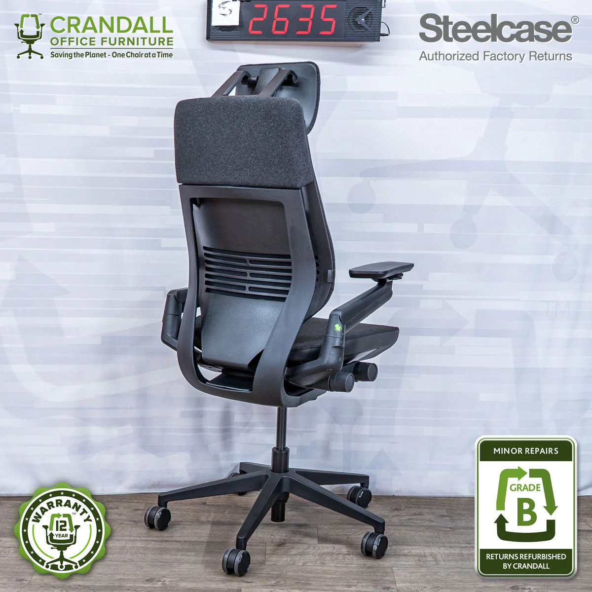 S-2635 - Steelcase Gesture with Headrest - Grade B - Image 2