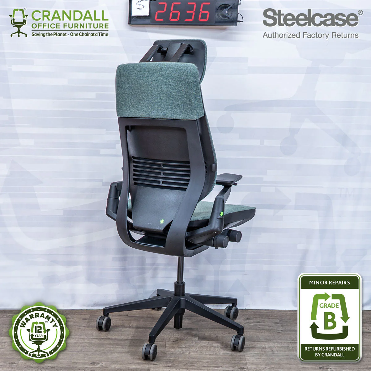 S-2636 - Steelcase Gesture with Headrest - Grade B - Image 2