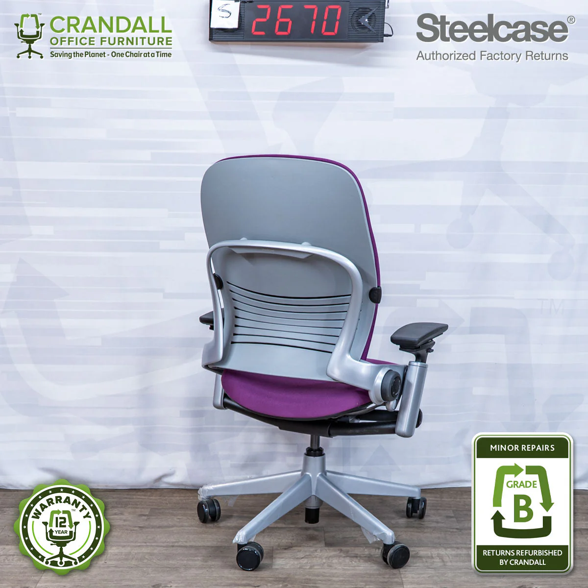 S-2670 - Steelcase V2 Leap - Grade B - Image 2