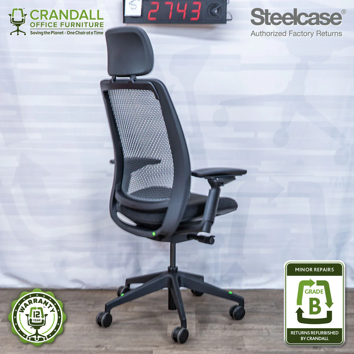 S-2743 - Steelcase Series 2 with Headrest - Grade B - Image 2