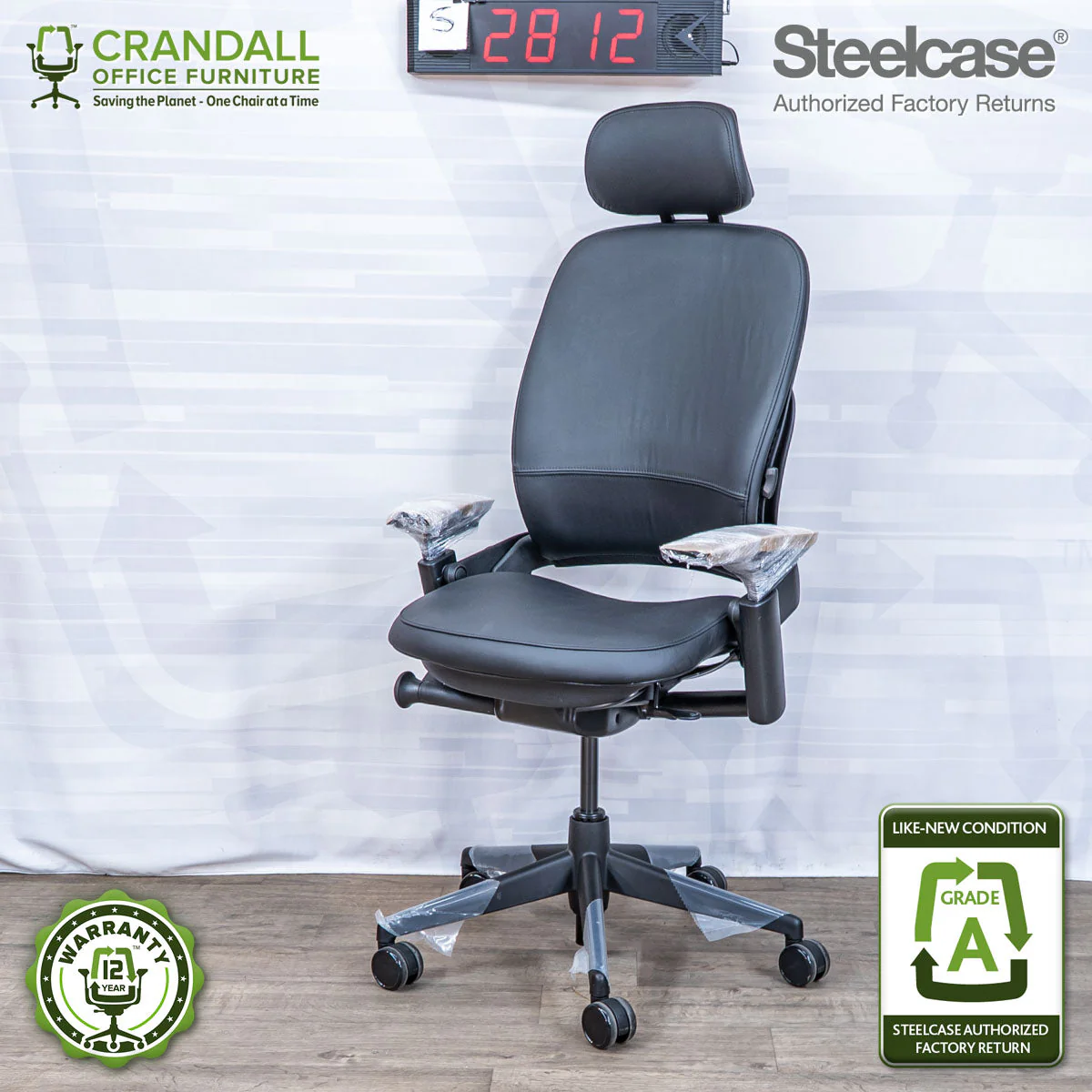 S-2812 - Steelcase V2 Leap with Headrest - Grade A