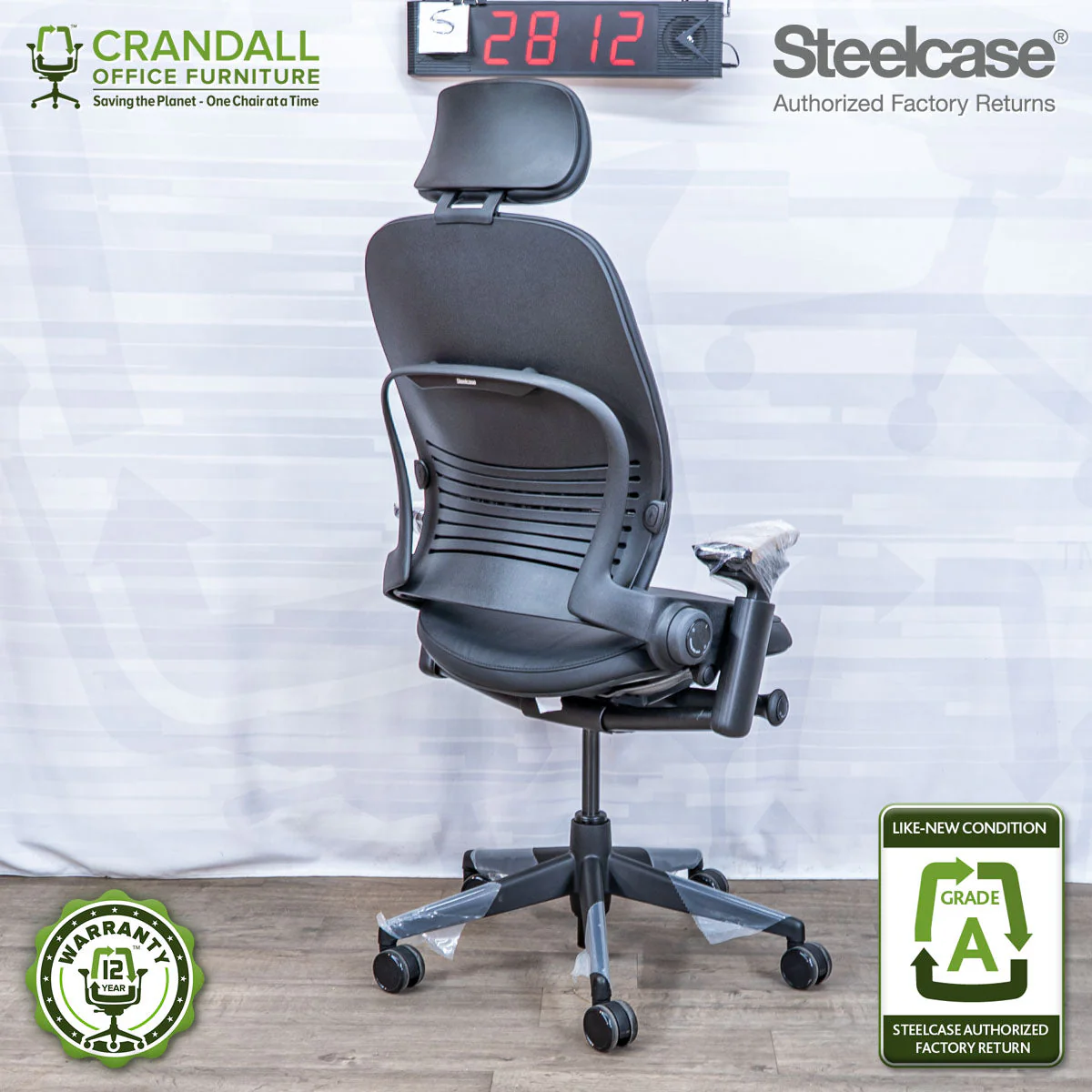 S-2812 - Steelcase V2 Leap with Headrest - Grade A - Image 2