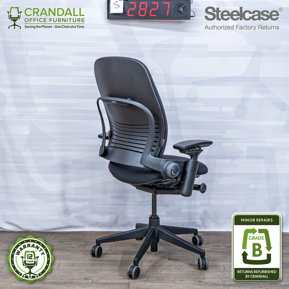 S-2827 - Steelcase V2 Leap - Grade B - Image 2