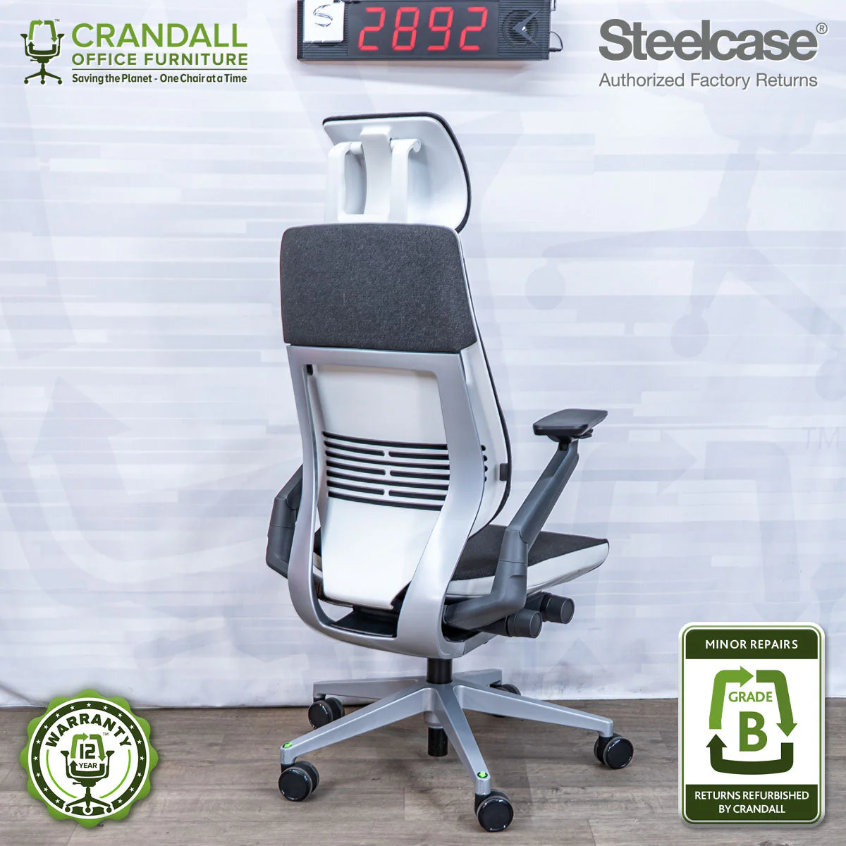 S-2892 - Steelcase Gesture with Headrest - Grade B - Image 2