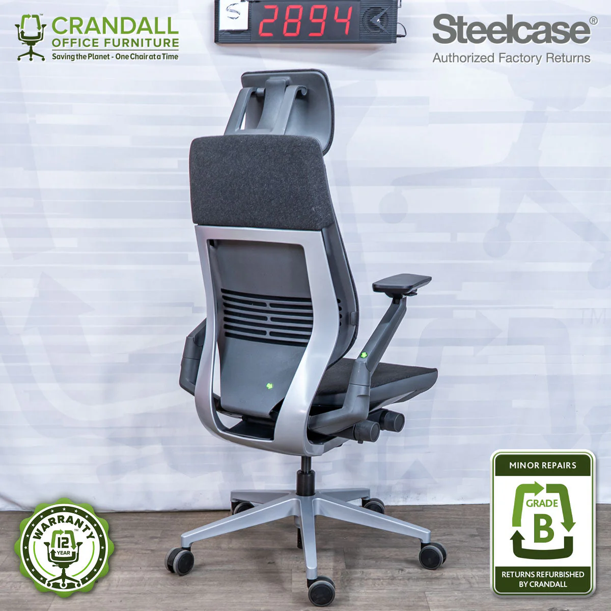 S-2894 - Steelcase Gesture with Headrest - Grade B - Image 2