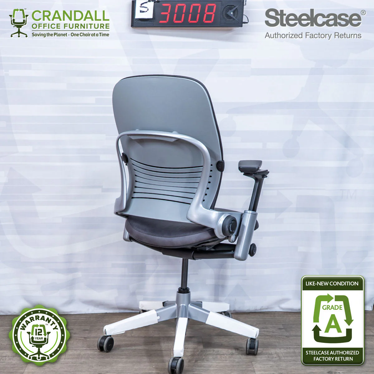 S-3008 - Steelcase V2 Leap - Grade A - Image 2
