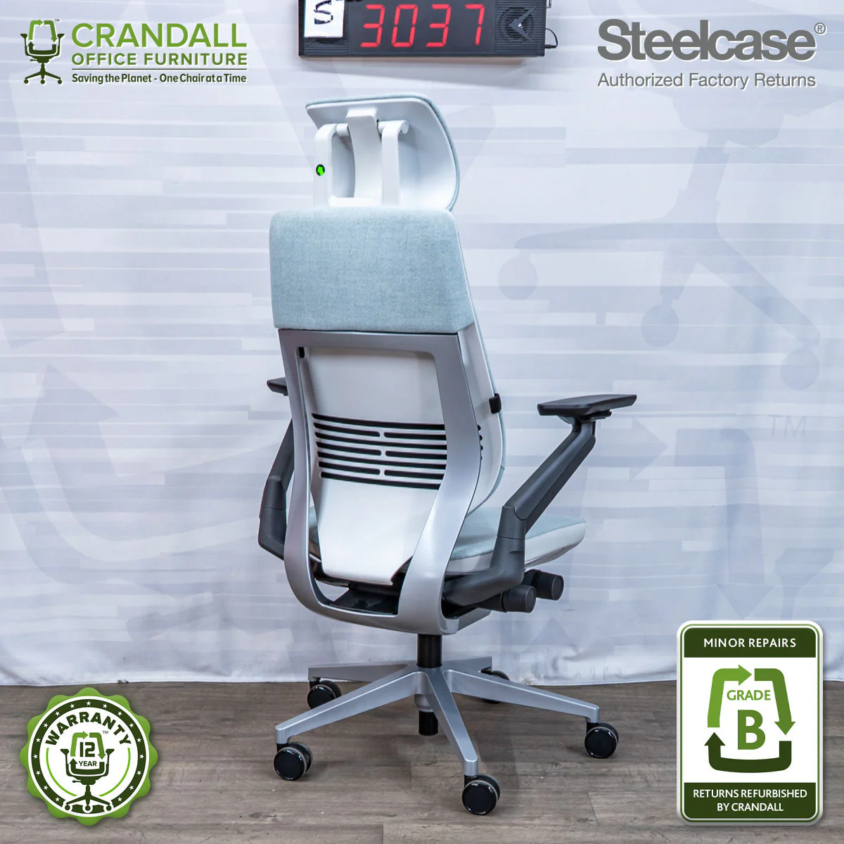 S-3037 - Steelcase Gesture with Headrest - Grade B - Image 2