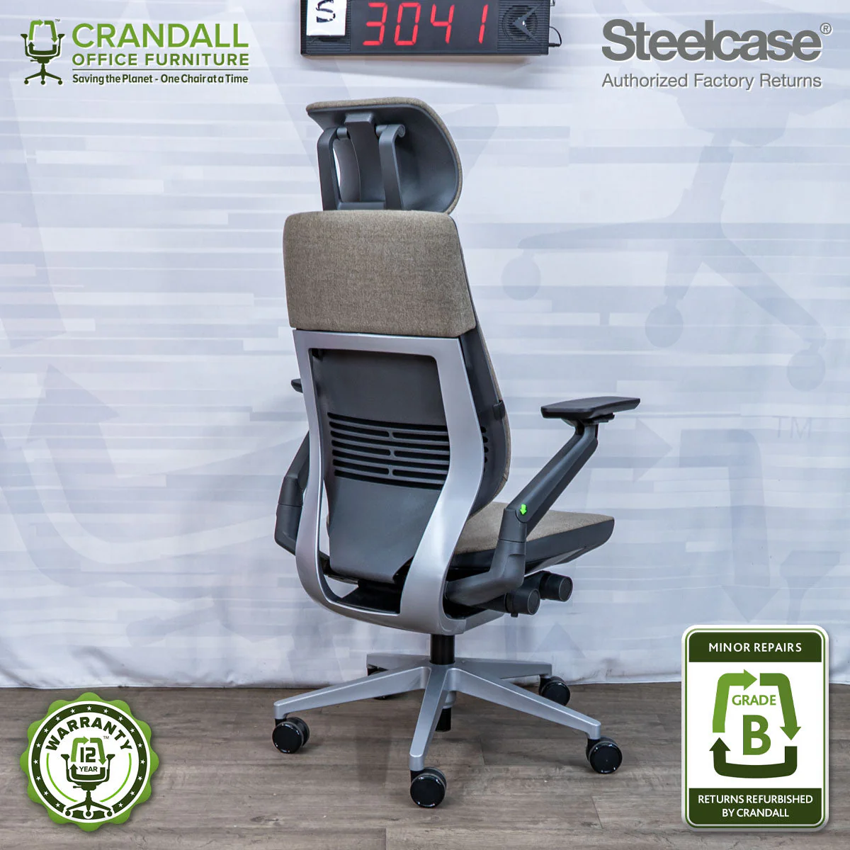 S-3041 - Steelcase Gesture with Headrest - Grade B - Image 2