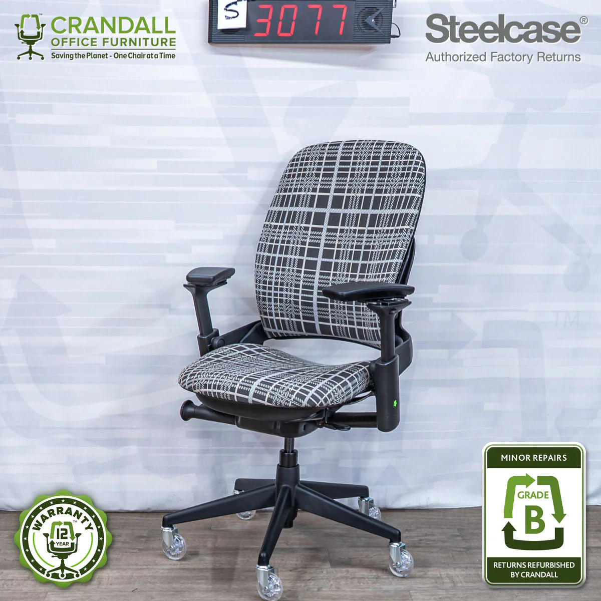 S-3077 - Steelcase V2 Leap - Grade B