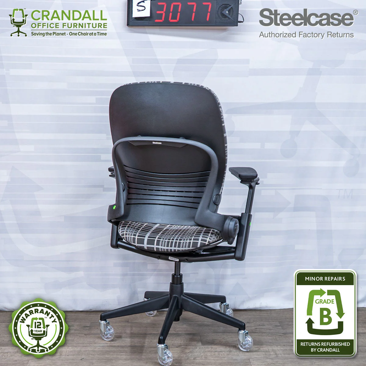 S-3077 - Steelcase V2 Leap - Grade B - Image 2