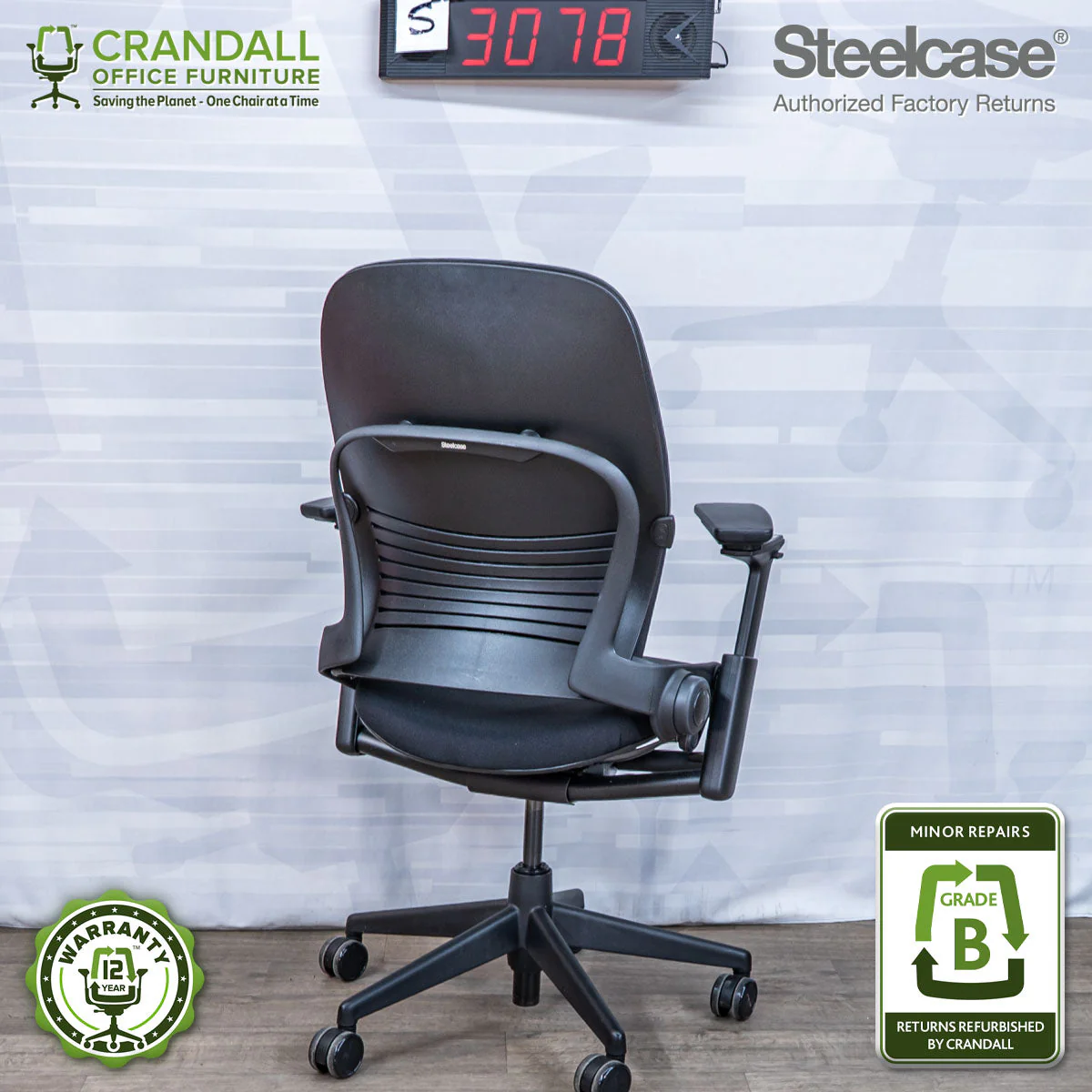S-3078 - Steelcase V2 Leap - Grade B - Image 2