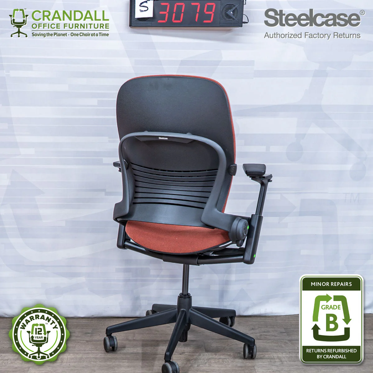 S-3079 - Steelcase V2 Leap - Grade B - Image 2