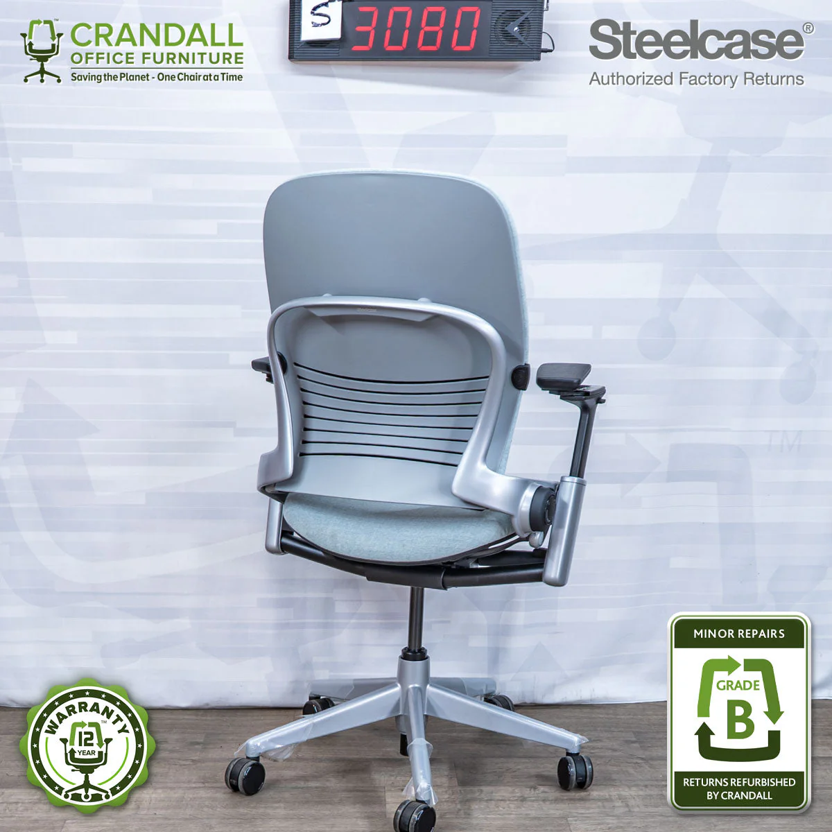 S-3080 - Steelcase V2 Leap - Grade B - Image 2