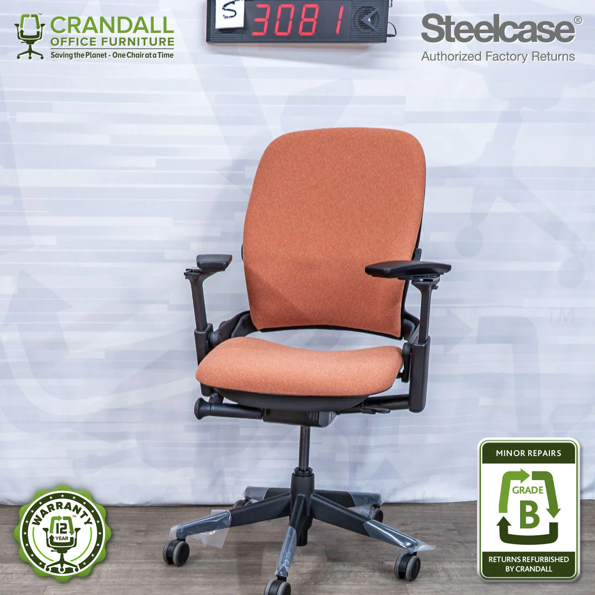 S-3081 - Steelcase V2 Leap - Grade B
