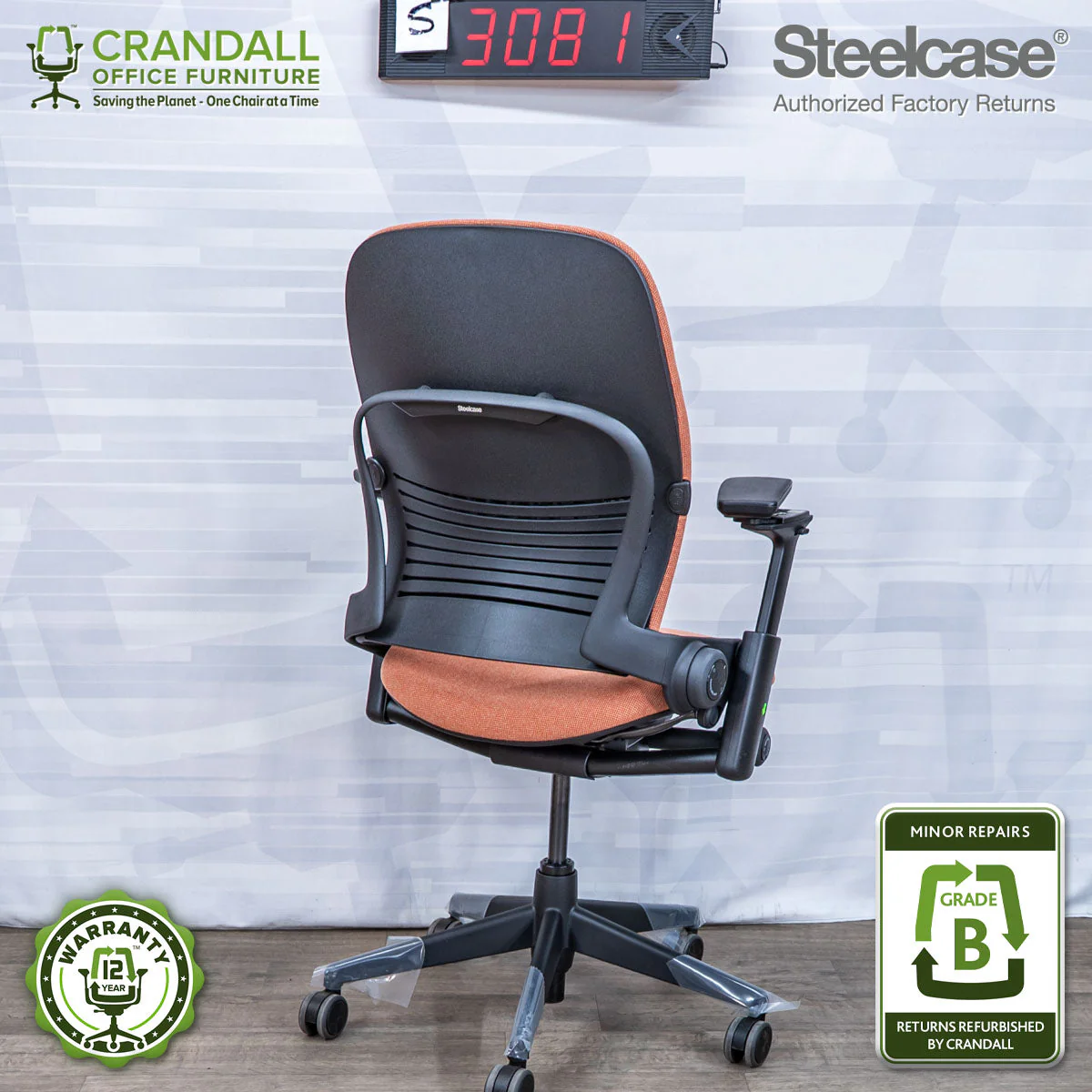 S-3081 - Steelcase V2 Leap - Grade B - Image 2