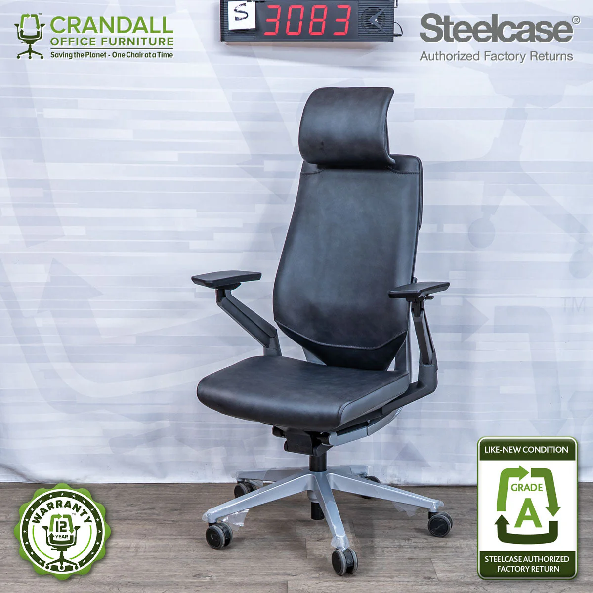 S-3083 - Steelcase Gesture with Headrest- Grade A