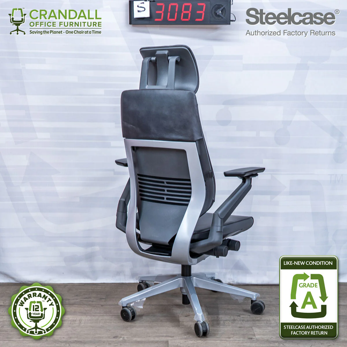 S-3083 - Steelcase Gesture with Headrest- Grade A - Image 2