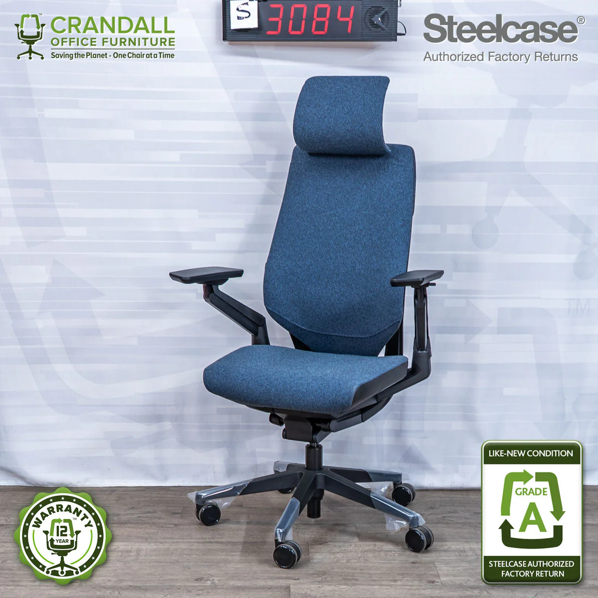 S-3084 - Steelcase Gesture with Headrest- Grade A