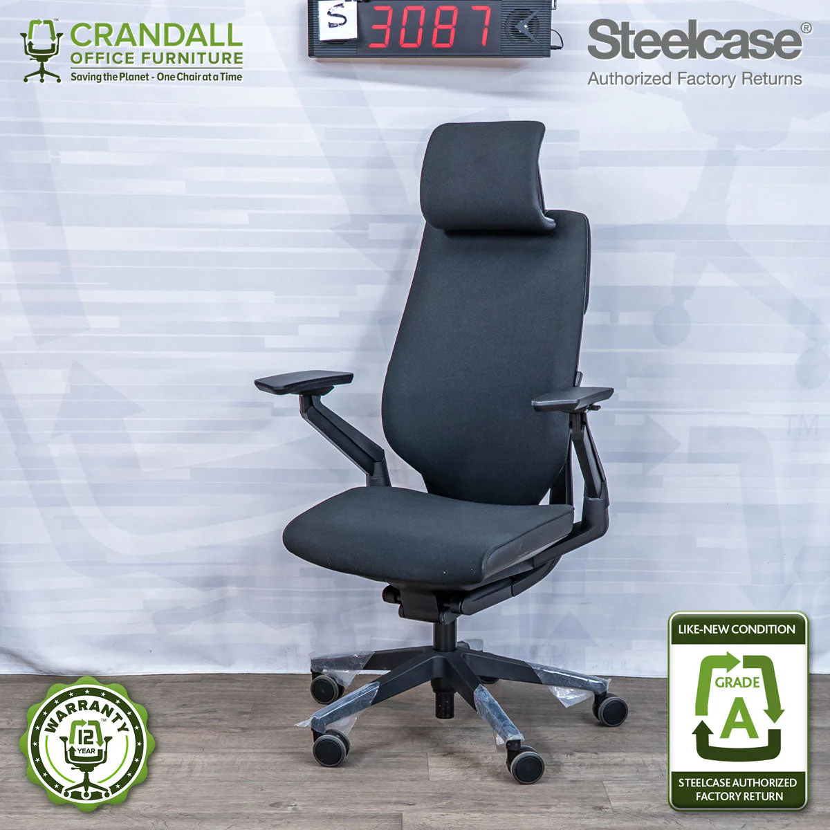 S-3087 - Steelcase Gesture with Headrest- Grade A