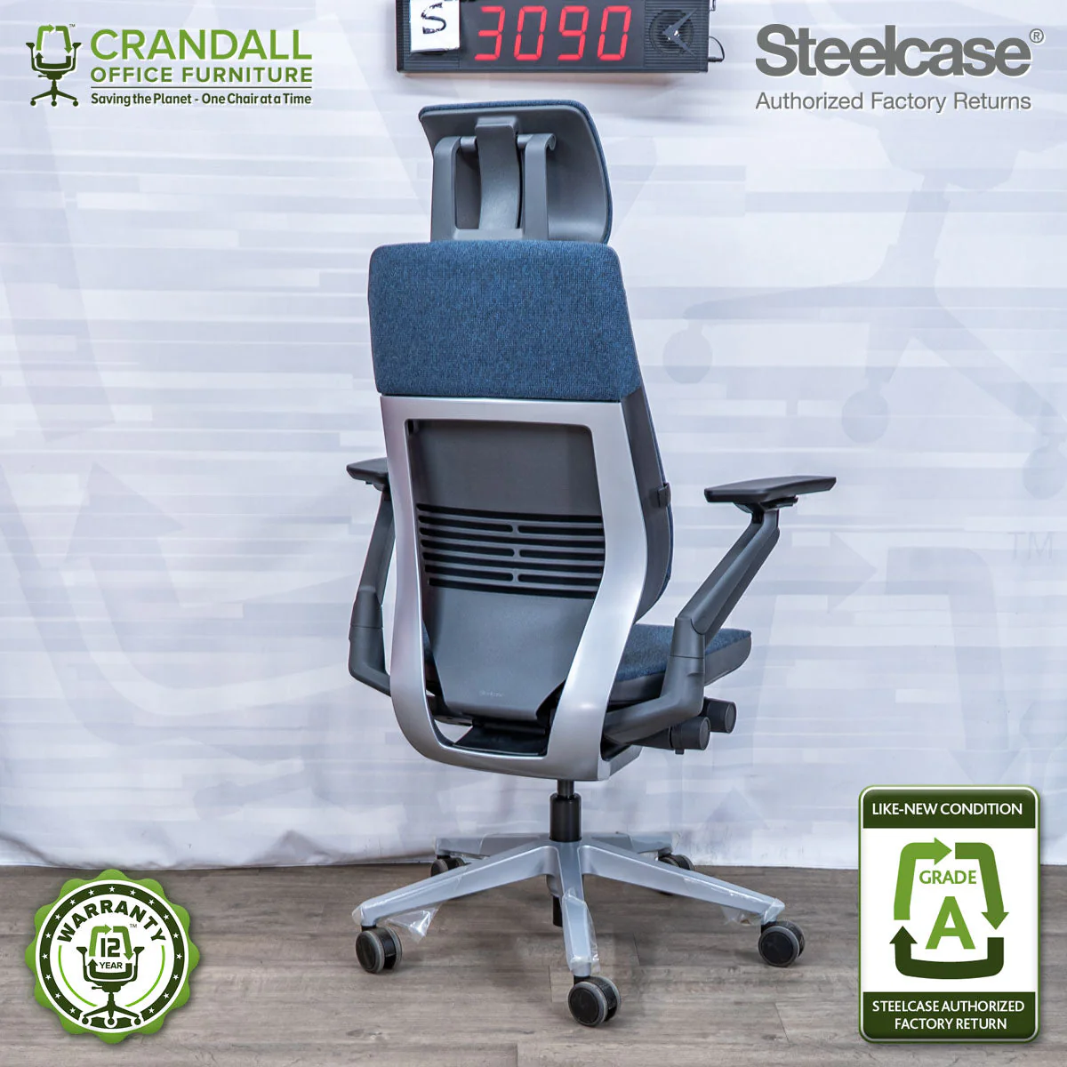 S-3090 - Steelcase Gesture with Headrest- Grade A - Image 2