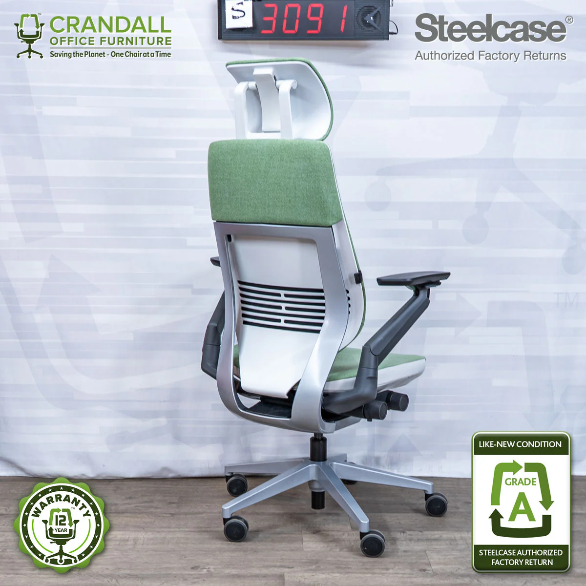 S-3091 - Steelcase Gesture with Headrest- Grade A - Image 2