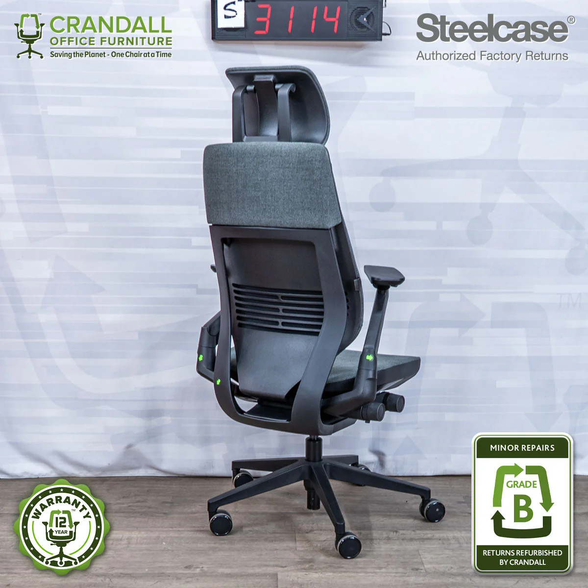 S-3114 - Steelcase Gesture with Headrest- Grade B - Image 2