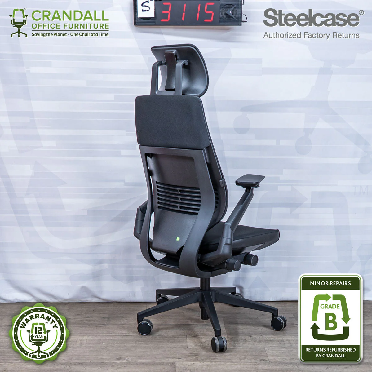 S-3115 - Steelcase Gesture with Headrest - Grade B - Image 2
