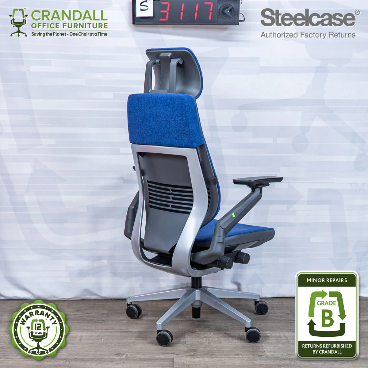 S-3117 - Steelcase Gesture with Headrest - Grade B - Image 2