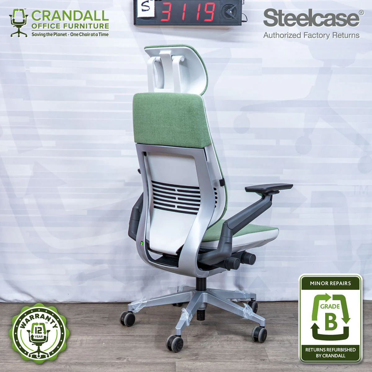 S-3119 - Steelcase Gesture with Headrest - Grade B - Image 2