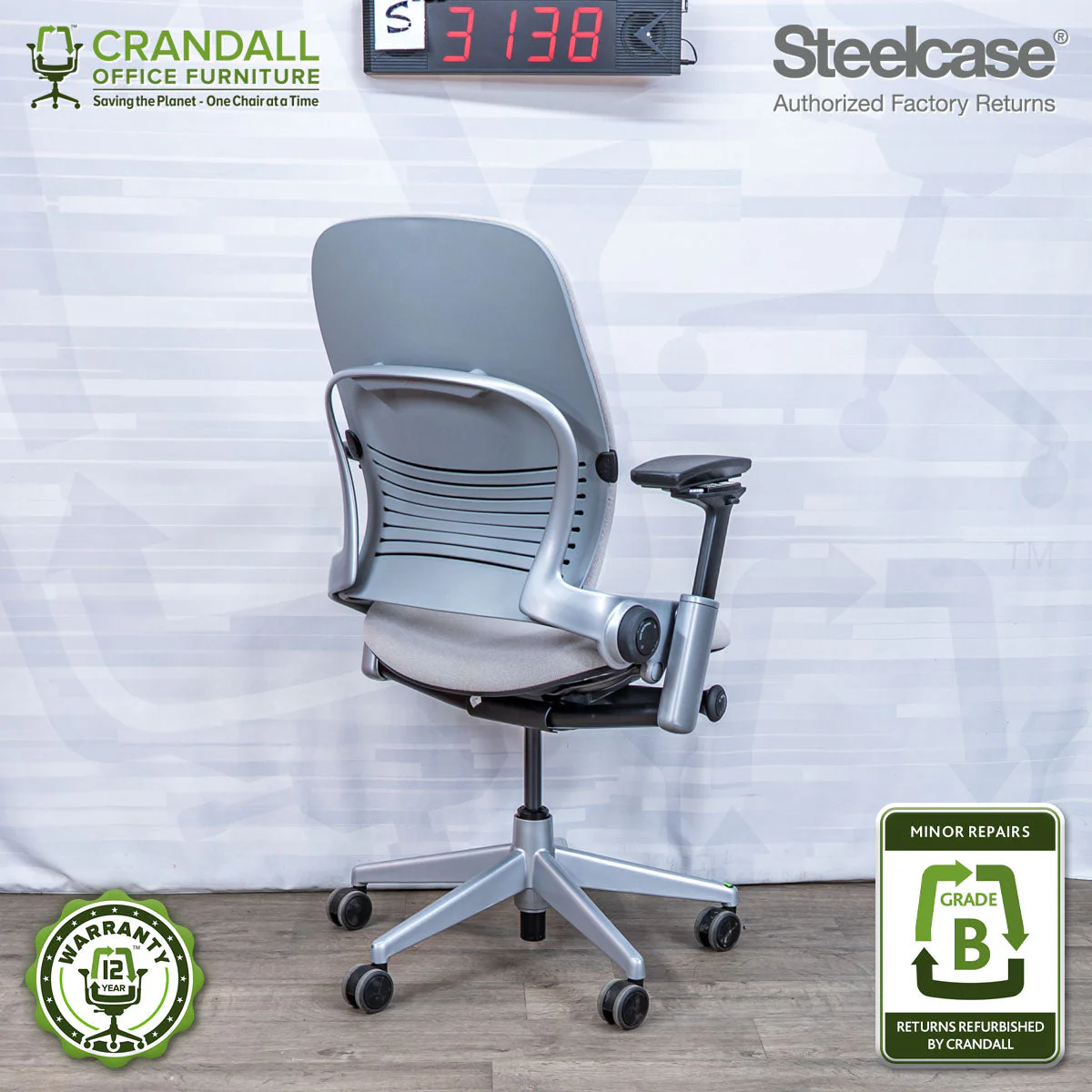 S-3138 - Steelcase V2 Leap - Grade B - Image 2