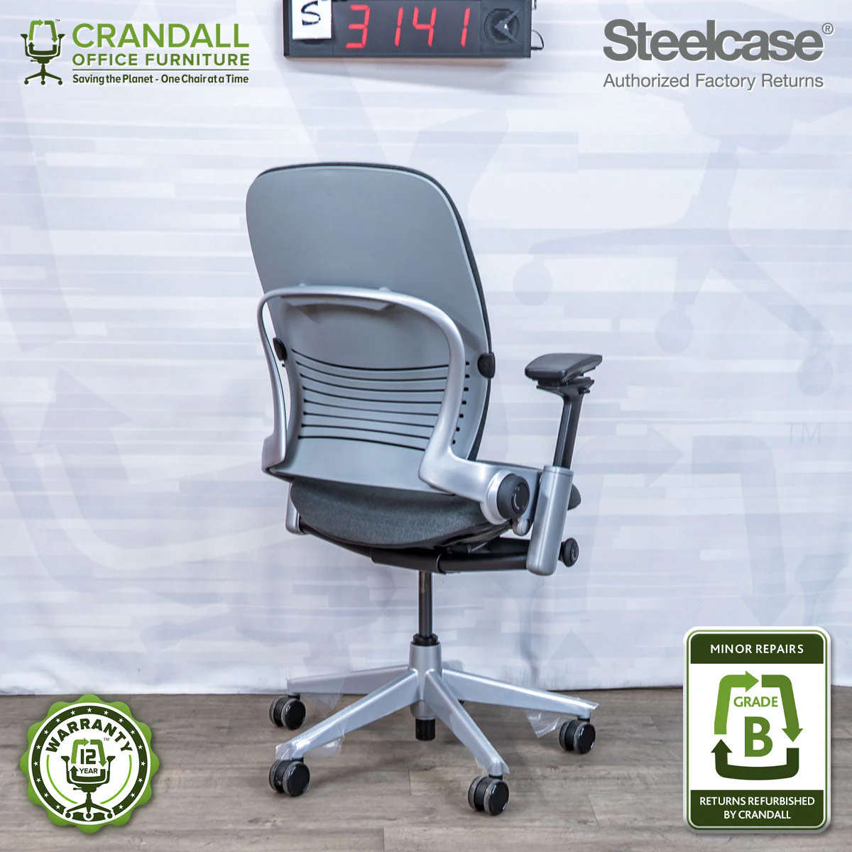 S-3141 - Steelcase V2 Leap - Grade B - Image 2