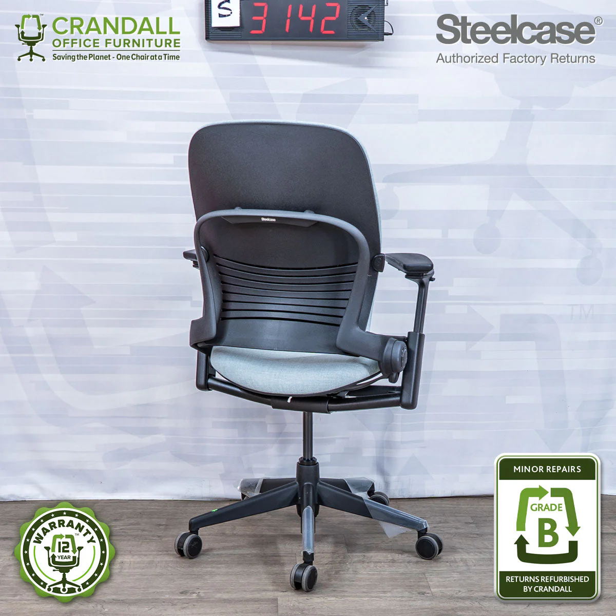 S-3142 - Steelcase V2 Leap - Grade B - Image 2