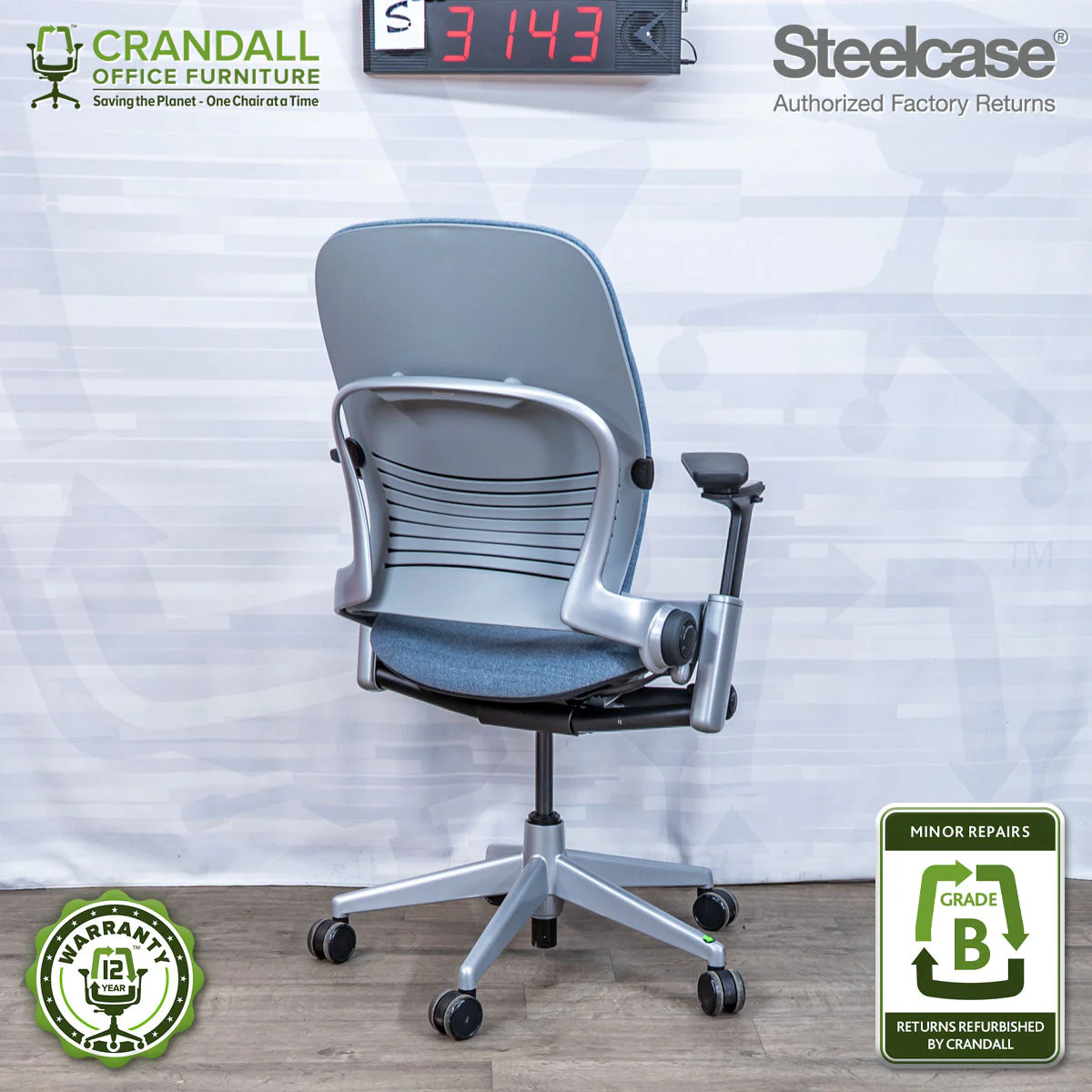 S-3143 - Steelcase V2 Leap - Grade B - Image 2