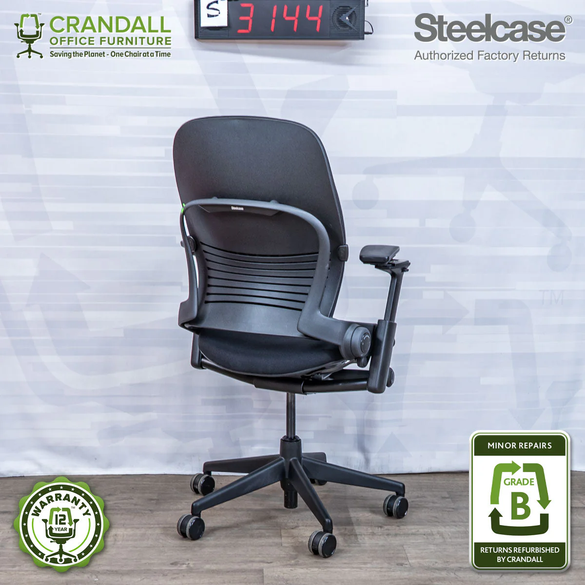 S-3144 - Steelcase V2 Leap - Grade B - Image 2