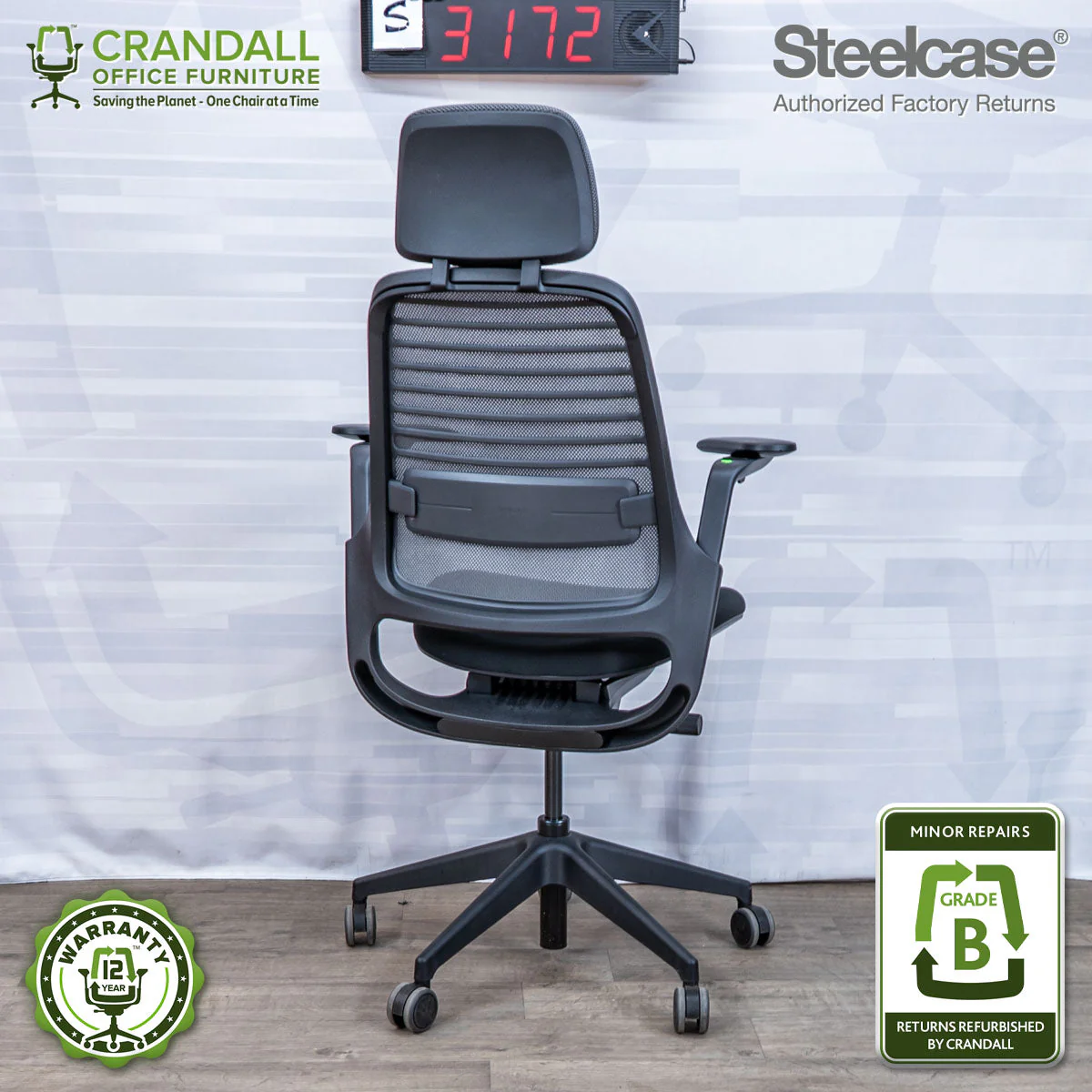S-3172 - Steelcase Series 1 with Headrest - Grade B - Image 2