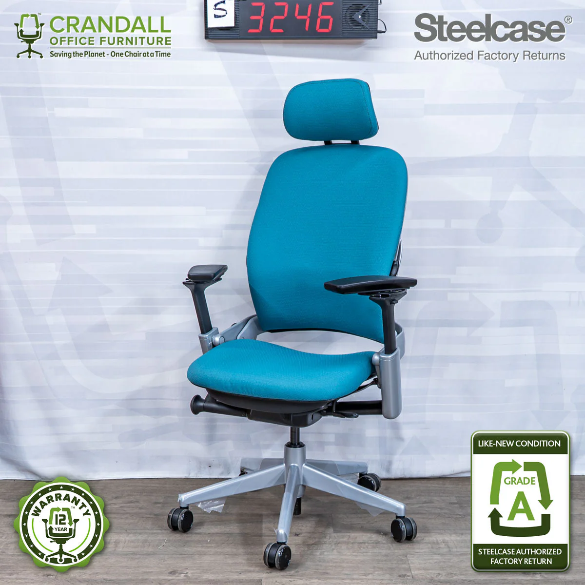 S-3246 - Steelcase V2 Leap with Headrest - Grade A