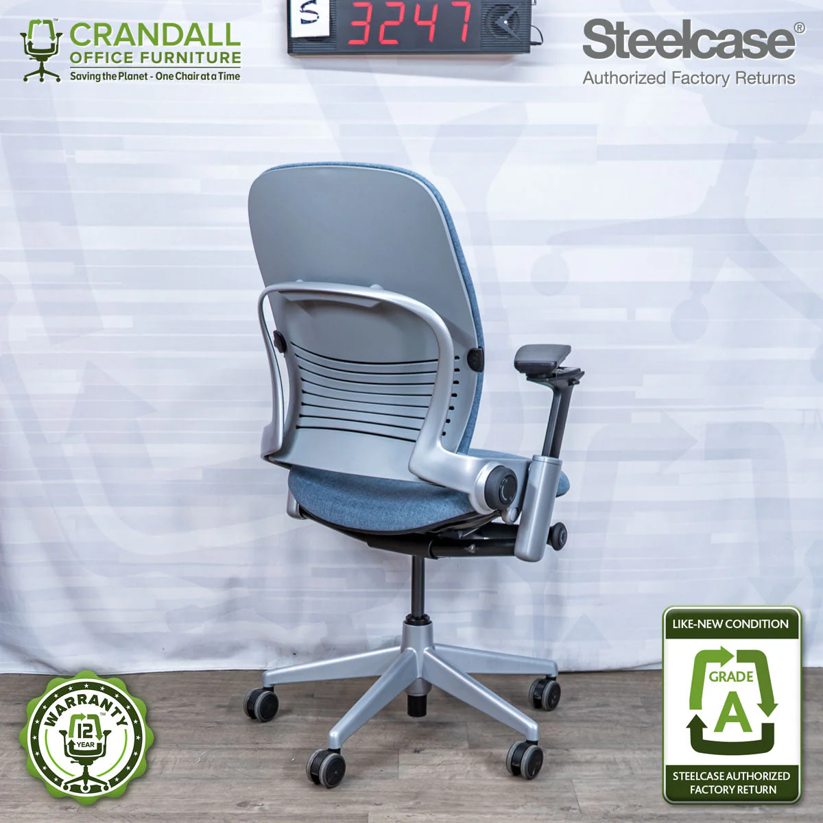 S-3247 - Steelcase V2 Leap- Grade A - Image 2