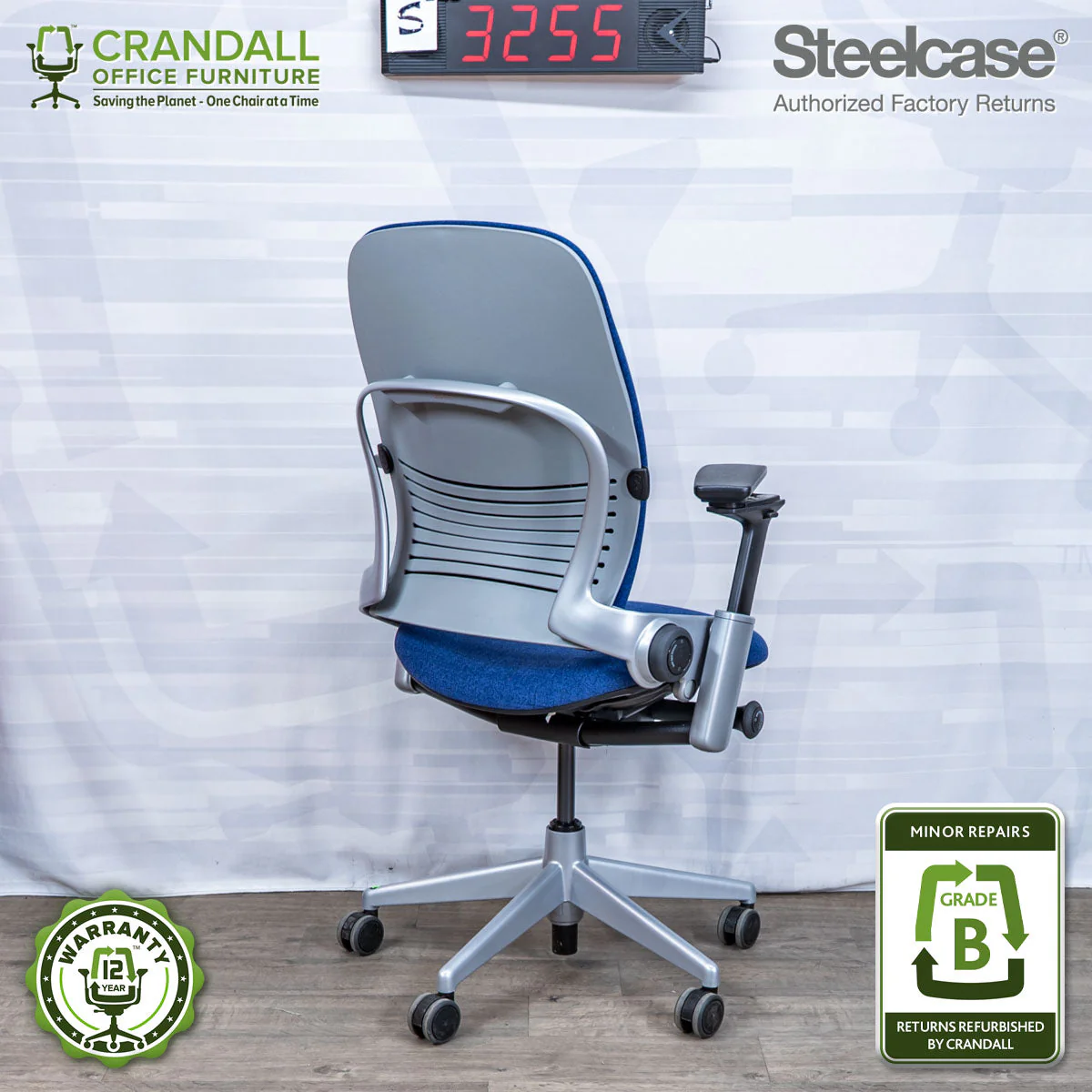 S-3255 - Steelcase V2 Leap- Grade B - Image 2