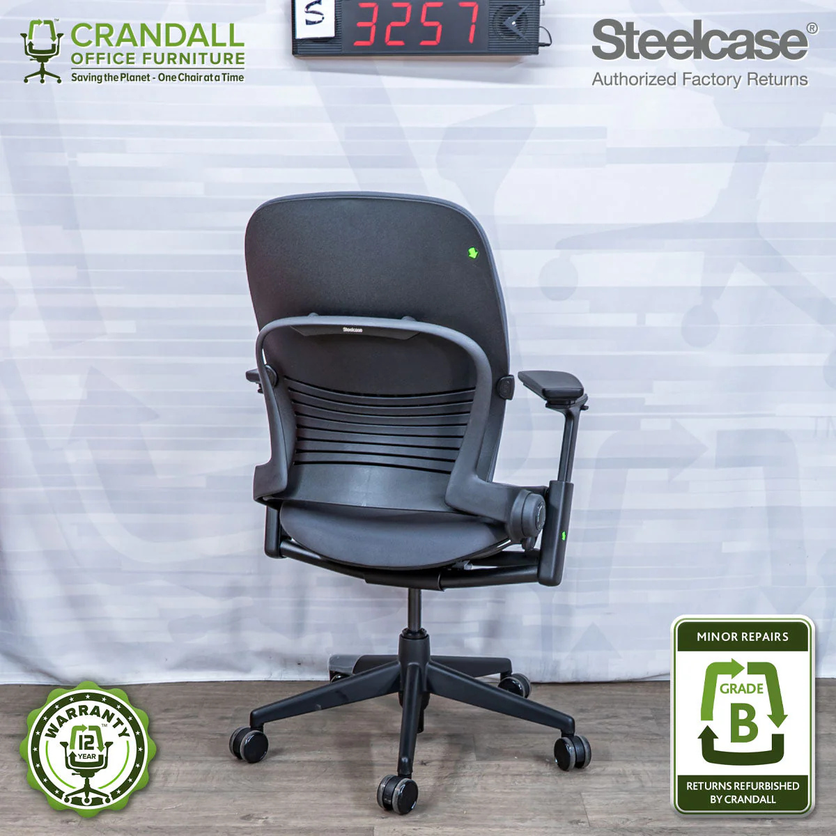 S-3257 - Steelcase V2 Leap- Grade B - Image 2