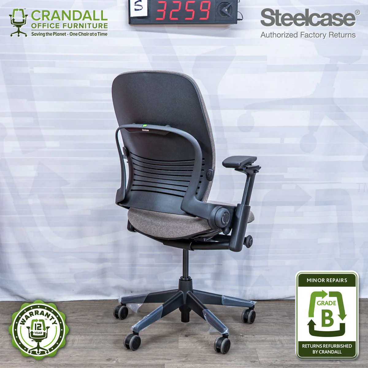 S-3259 - Steelcase V2 Leap- Grade B - Image 2