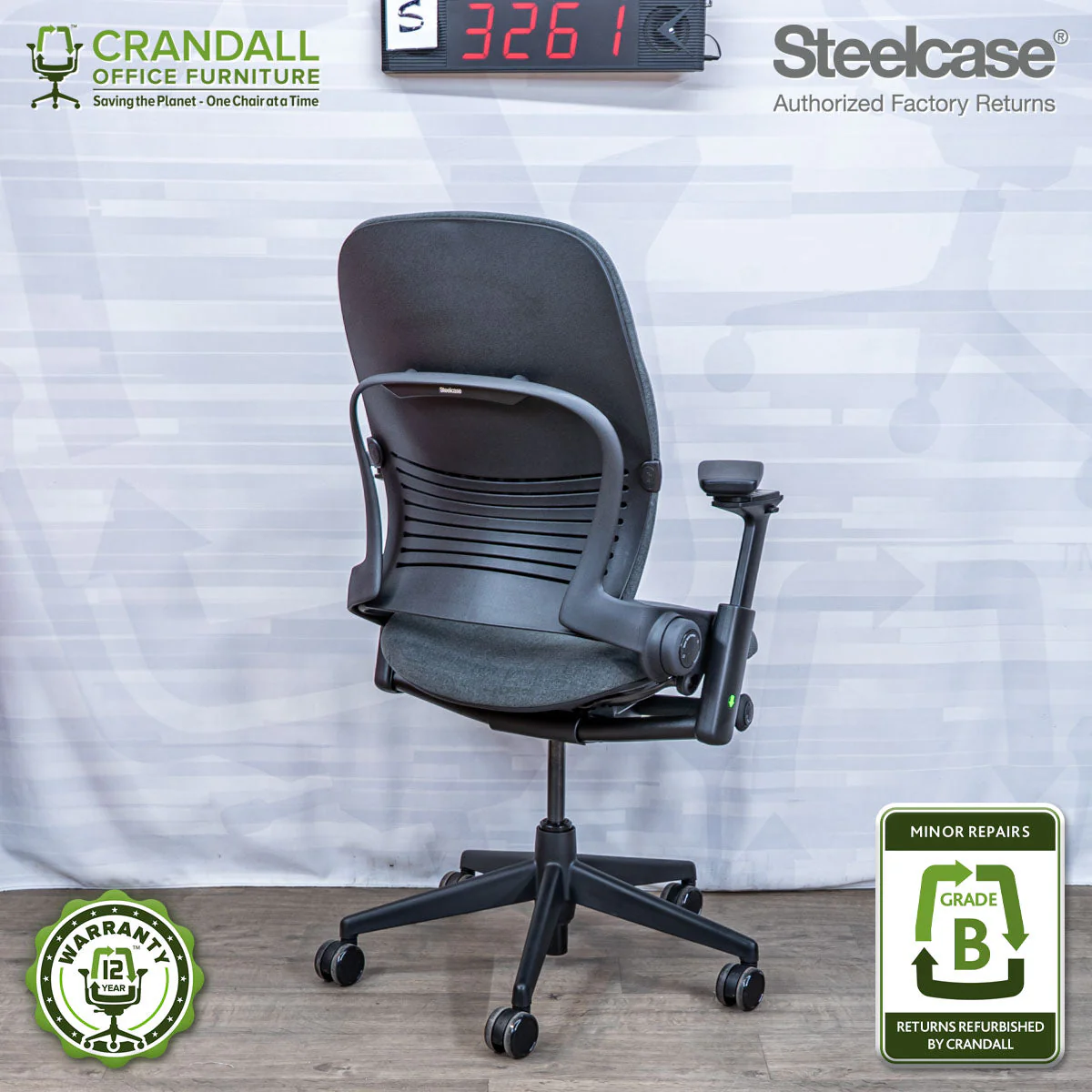 S-3261 - Steelcase V2 Leap- Grade B - Image 2