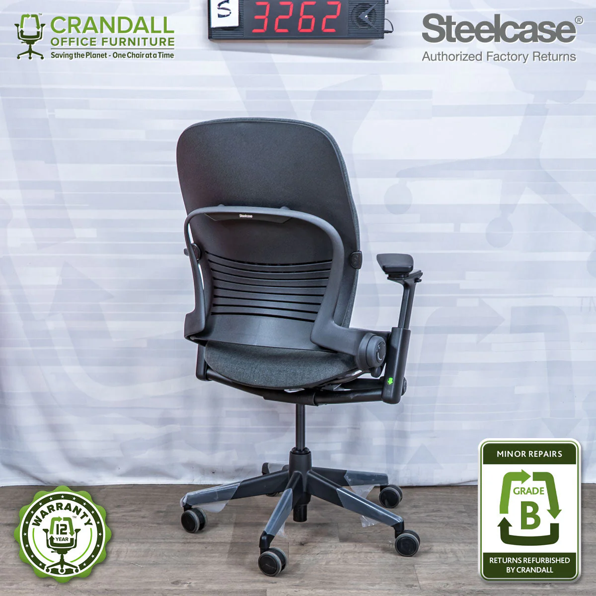 S-3262 - Steelcase V2 Leap- Grade B - Image 2
