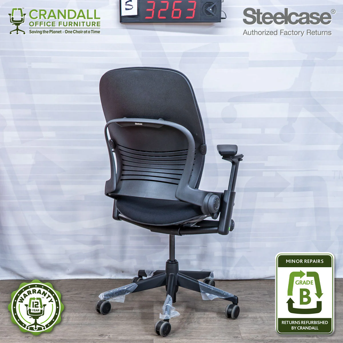 S-3263 - Steelcase V2 Leap- Grade B - Image 2