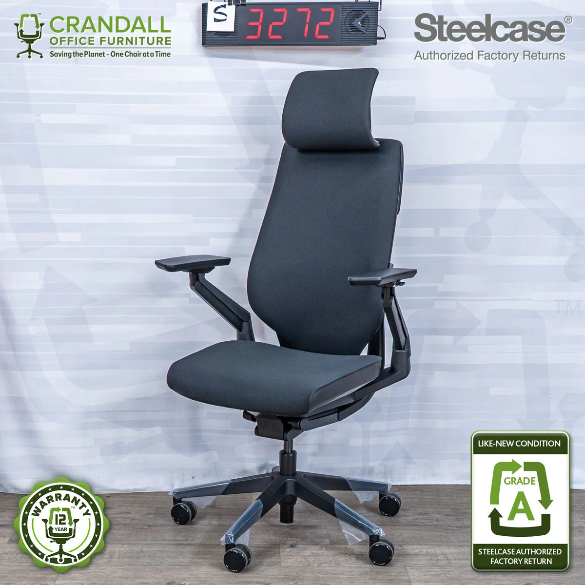 S-3272 - Steelcase Gesture with Headrest - Grade A