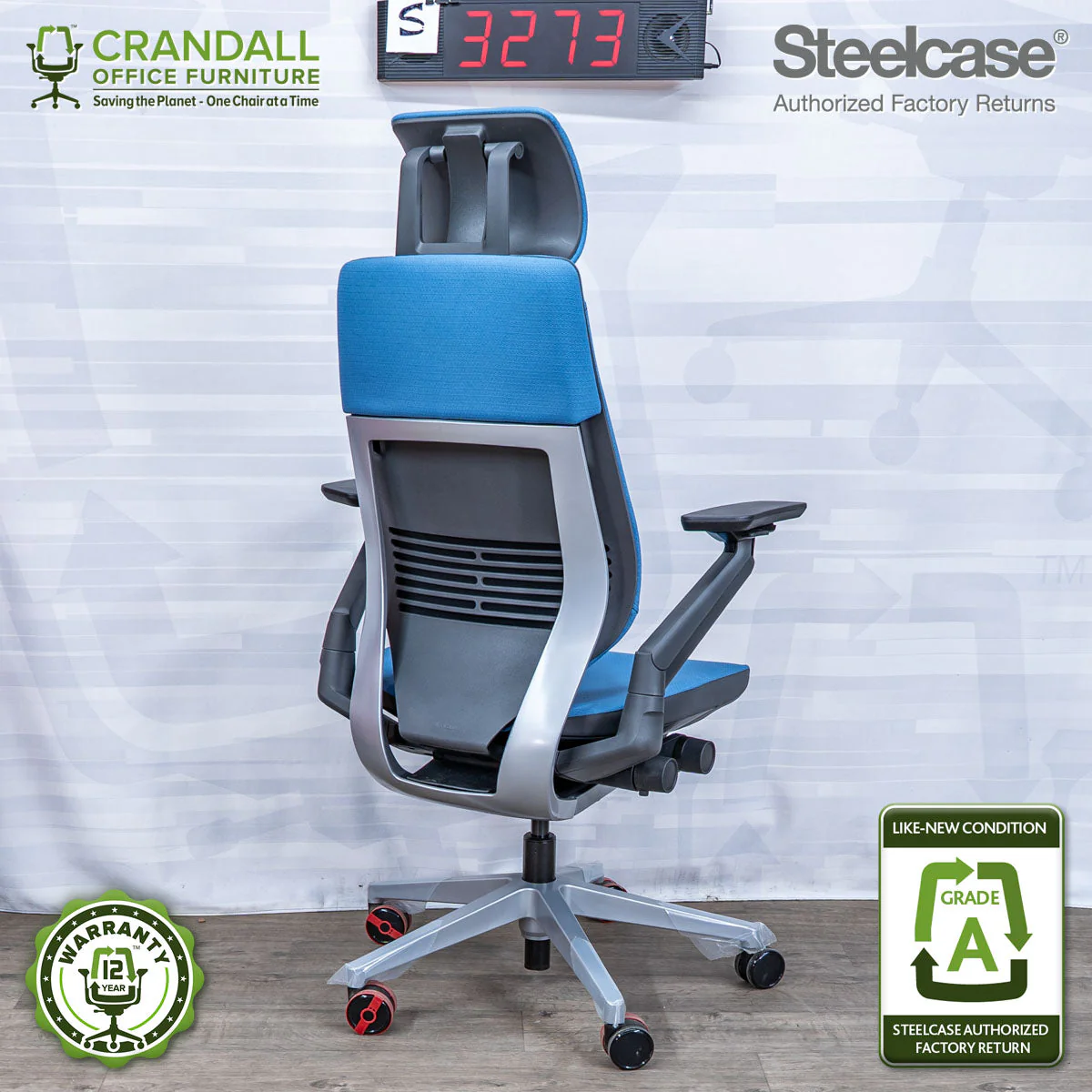 S-3273 - Steelcase Gesture with Headrest - Grade A - Image 2