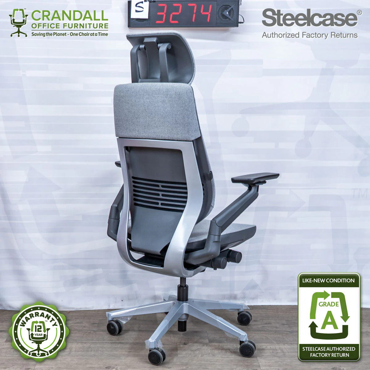 S-3274 - Steelcase Gesture with Headrest - Grade A - Image 2