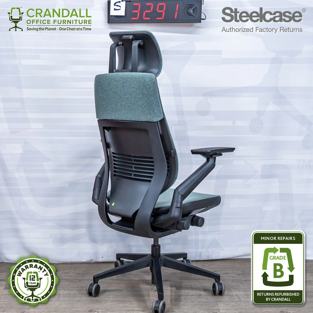 S-3291 - Steelcase Gesture with Headrest - Grade B - Image 2