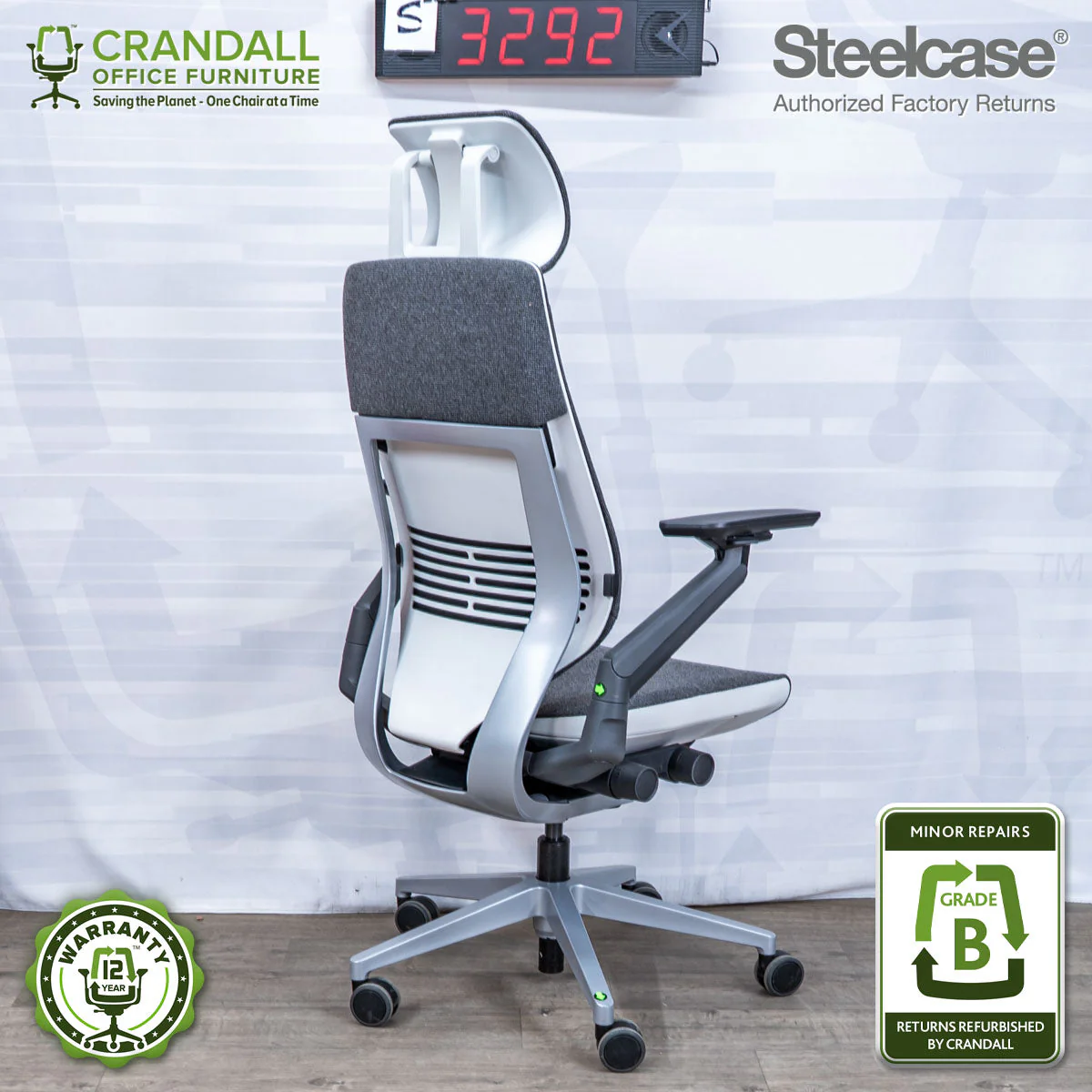 S-3292 - Steelcase Gesture with Headrest - Grade B - Image 2