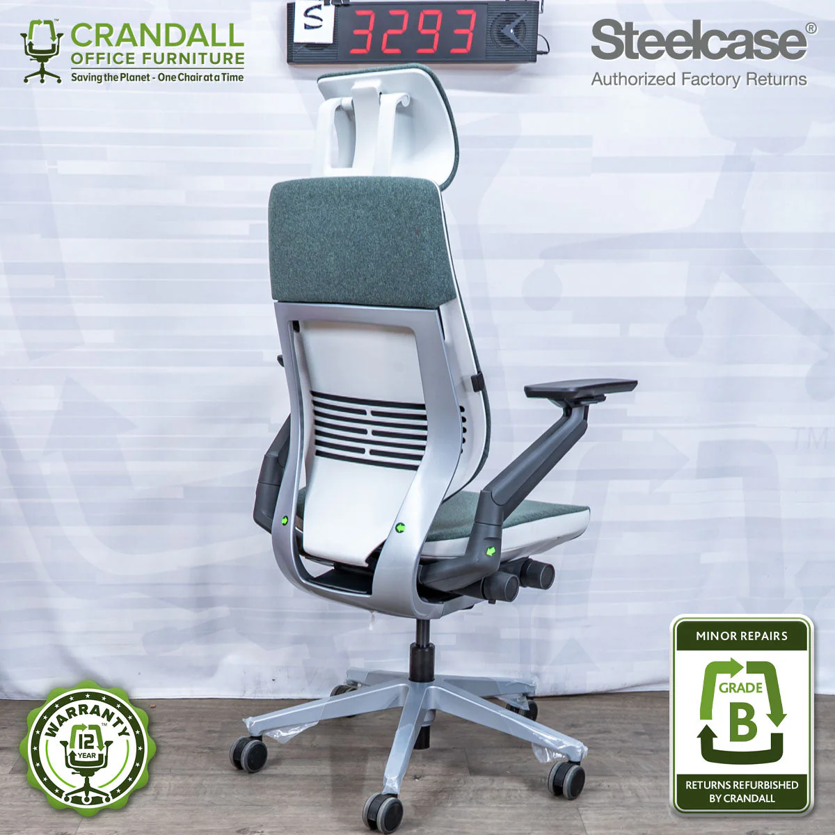 S-3293 - Steelcase Gesture with Headrest - Grade B - Image 2
